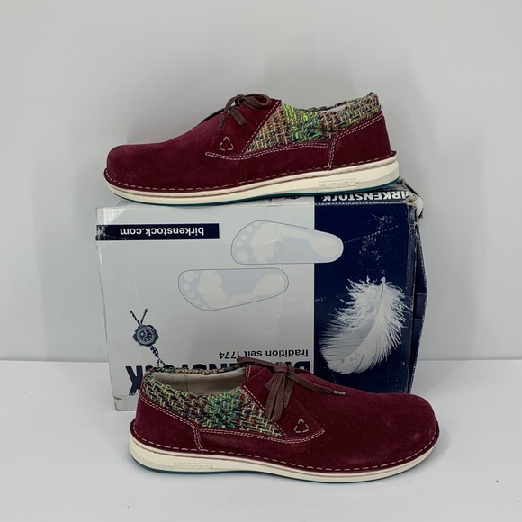 Birkenstock Memphis loafer shoe lace tie burgundy suede leather wine new 42 11 9 main image 8